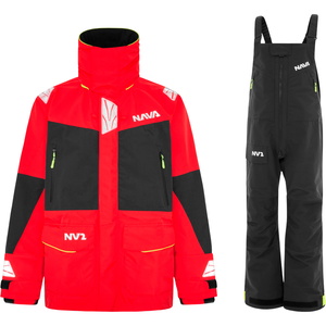 2026 Nava Performance Mens NV2 Jacket & Trousers Sailing Suit NAVAJATCS - Red / Black
